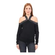 Zwarte Gekruiste Viscose Trui Gaudi , Black , Dames