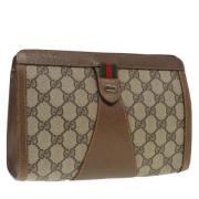 Pre-owned Canvas clutches Gucci Vintage , Beige , Dames