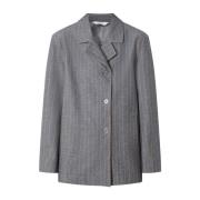 Grijze Gestreepte Jas met Decoratieve Randen Max Mara , Gray , Dames