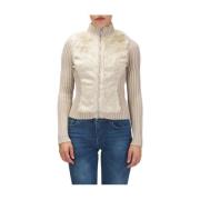 Ivoor Gebreid Vest Elegant Winter Stijl Guess , Beige , Dames