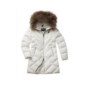 Witte Modieuze Jas met Elegante Details Blauer , White , Dames