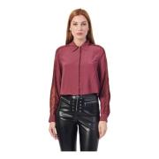 Relaxed fit viscose crêpe shirt met kanten inzetstukken Patrizia Pepe ...