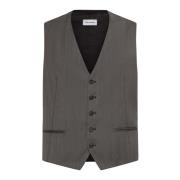 Bruine wollen vest met V-hals Tagliatore , Brown , Heren