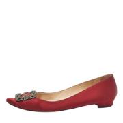 Pre-owned Suede flats Manolo Blahnik Pre-owned , Red , Dames