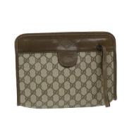 Pre-owned Leather clutches Gucci Vintage , Beige , Dames