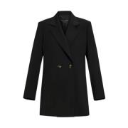 Klassieke Zwarte Blazer met Revers Marina Rinaldi , Black , Dames