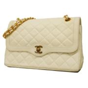 Pre-owned Leather chanel-bags Chanel Vintage , White , Dames