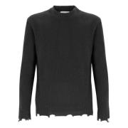 Crewneck Sweater With Wool Breakages Laneus , Green , Heren