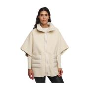 Wollen cape met donsdetails Rino&Pelle , Beige , Dames