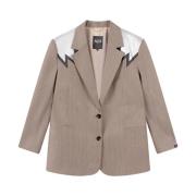 Stijlvol Geweven Blazer Alix The Label , Beige , Dames