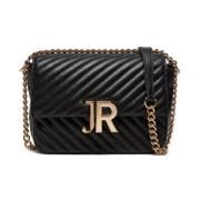 Zwarte Schoudertas met Gouden Logo John Richmond , Black , Dames