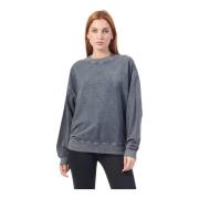 Relaxed fit stretch stof sweatshirt zwart Hugo Boss , Black , Dames