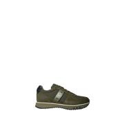 Groene Suède Sneakers met Witte Details Blauer , Green , Heren