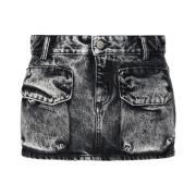 Verouderd Grijs Denim Mini Rok Icon Denim , Gray , Dames