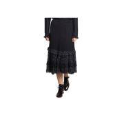 Polka Dot Bloemen Mix Midi Rok Leon & Harper , Black , Dames