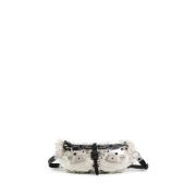 Transparante Zwarte Satchel Faux Fur Trim Kuboraum , White , Unisex