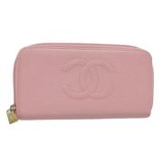 Pre-owned Leather wallets Chanel Vintage , Pink , Dames