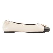 Beige Leren Ballerina's met Zwarte Tip Tory Burch , Beige , Dames