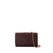 Bruin Leren Soft Wallet On Chain Tory Burch , Brown , Dames