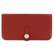 Pre-owned Leather wallets Hermès Vintage , Red , Dames