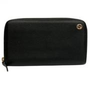 Pre-owned Leather wallets Gucci Vintage , Black , Dames