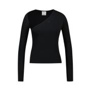 Zwart Contrast Katoenen T-Shirt Courrèges , Black , Dames