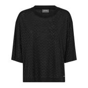 Zwarte Tee met halve mouwen en ronde hals MOS Mosh , Black , Dames