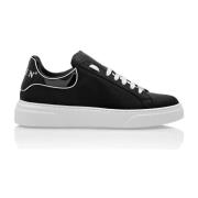 Zwarte lage sneakers met logodetail Philipp Plein , Black , Heren