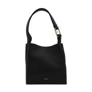 Zwarte Leren Top Handvat Tas Furla , Black , Dames