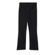 Cropped Step Fray Jeans Mother , Black , Dames