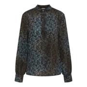 Zijden Overhemd met Elegant Print Heartmade , Blue , Dames