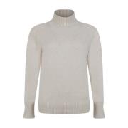 Licht Beige Hoge Hals Trui Gran Sasso , Gray , Dames