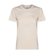 Beige Katoenen T-shirt met Ronde Kraag Maison Kitsuné , Beige , Dames