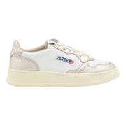 Witte leren sneakers met gouden accenten Autry , White , Dames