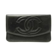 Pre-owned Leather wallets Chanel Vintage , Black , Dames