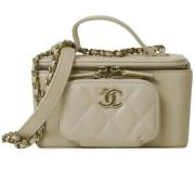 Pre-owned Leather chanel-bags Chanel Vintage , Beige , Dames