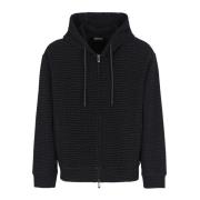 Zwarte Sweaters met Capuchon en Rits Emporio Armani , Black , Heren