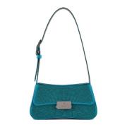 Strass Satin Schoudertas Emporio Armani , Blue , Dames