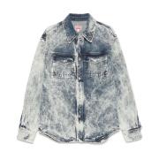 Blauwe denim overhemd met voorzakken Kenzo , Blue , Heren