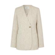 Asymmetrische Knoop Blazer met Split Modström , Beige , Dames