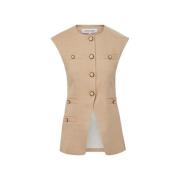 Twill Linnen Blazer met Decoratieve Knopen Veronica Beard , Beige , Da...