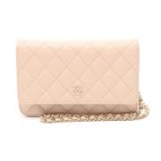 Pre-owned Fabric wallets Chanel Vintage , Beige , Dames