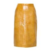 Stijlvolle Midi Leren Rok Remain Birger Christensen , Yellow , Dames