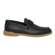 Zwarte Leren Loafer met VLogo Signature Valentino Garavani , Black , H...