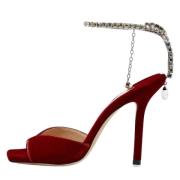 Pre-owned Velvet sandals Jimmy Choo Pre-owned , Red , Dames