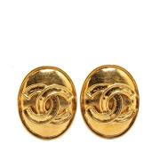 Pre-owned Metal earrings Chanel Vintage , Yellow , Dames