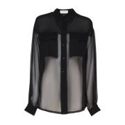 Zijden Crepe Muslin Shirt Zwart Saint Laurent , Black , Dames