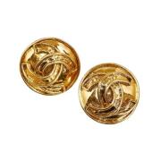 Pre-owned Metal earrings Chanel Vintage , Yellow , Dames