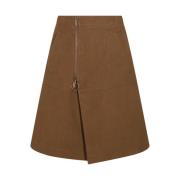 Bruine Katoenen Flared Midi Rok Burberry , Brown , Dames