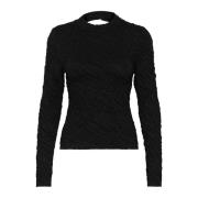 Zwart Lurex Langarm Gebreide Blouse Gestuz , Black , Dames